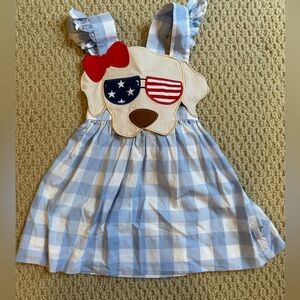 Busy Bees- 4th of July Puppy Applique Dress